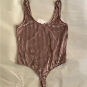 Elodie velvet ribbed mauve bodysuit